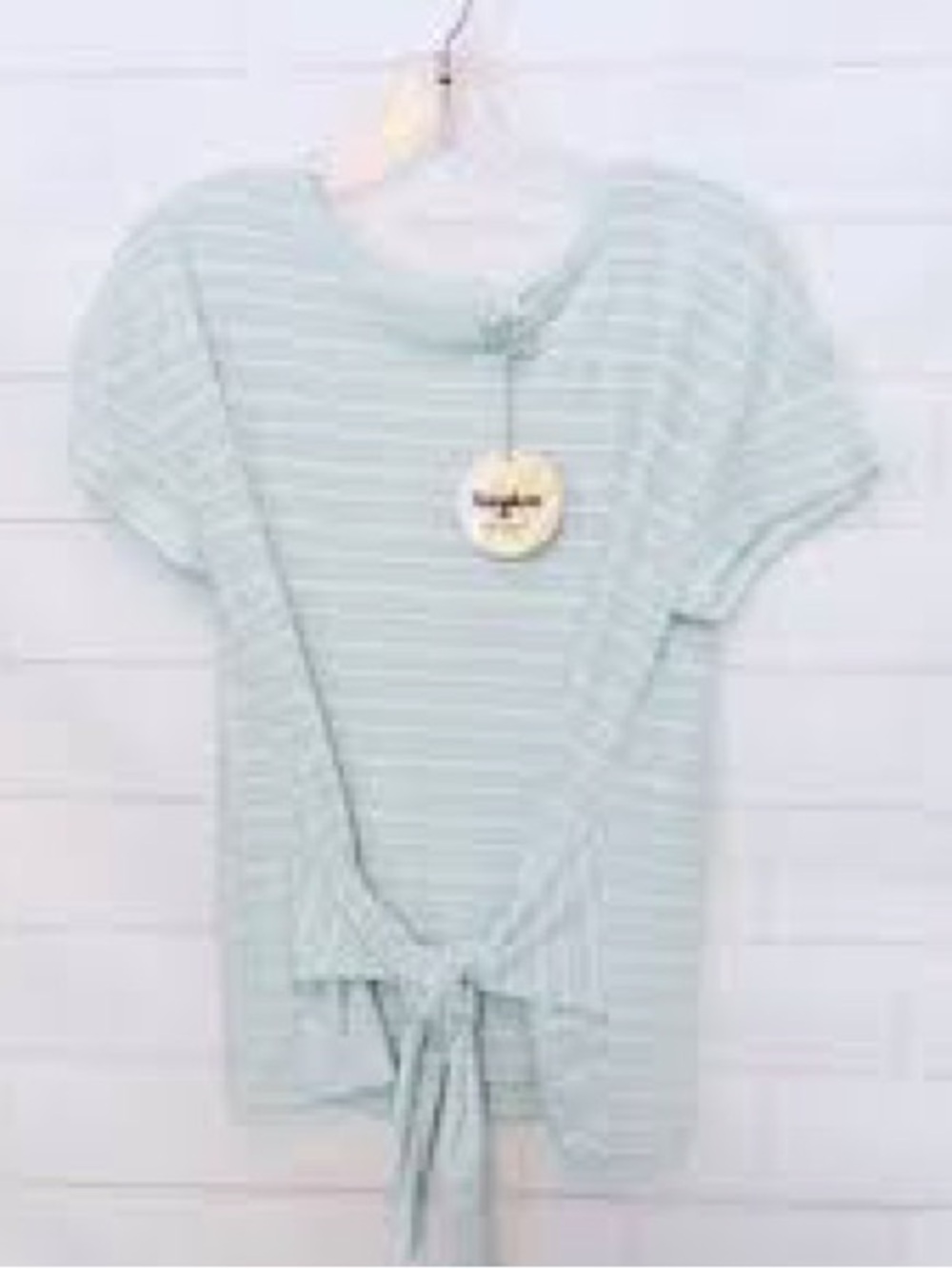 Hayden Striped Tie-Front Short Sleeve Top in Light blue